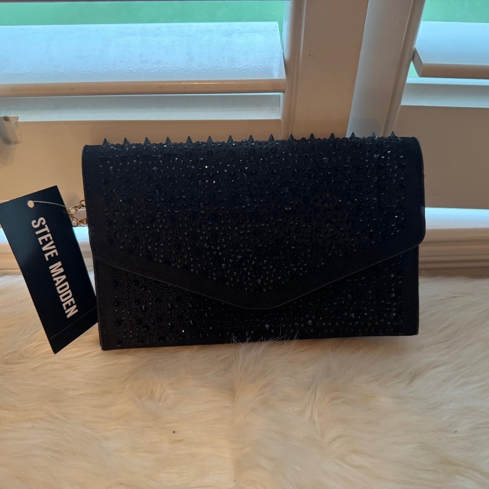Steve Madden Bcoaxed - Black small spiked clutch Used once